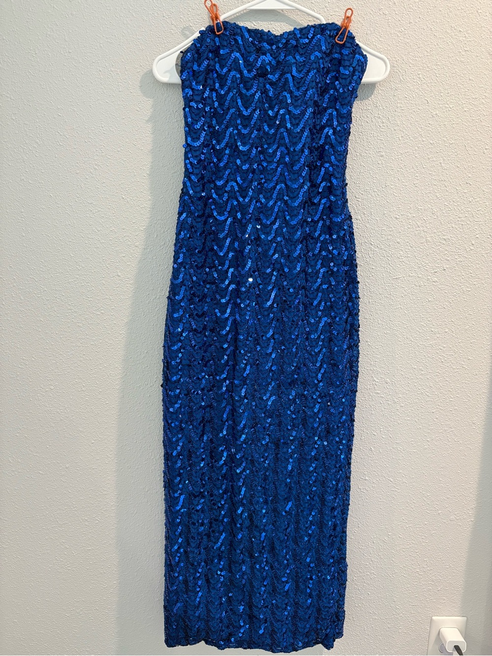 Mike Benet Vintage Royal Blue Sequin Strapless Evening Dress (size 0-2)